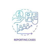 Reporting cases blue gradient concept icon. Data and information visual presentation. Disease monitoring abstract idea thin line illustration. Isolated outline drawing. vector