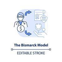 Bismarck model light blue concept icon. Health care systems model abstract idea thin line illustration. Payroll deduction. Isolated outline drawing. Editable stroke. vector