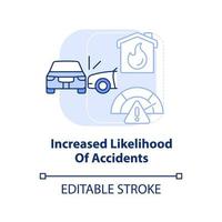 Increased likelihood of accidents light blue concept icon. Overcrowding problems abstract idea thin line illustration. Isolated outline drawing. Editable stroke. vector