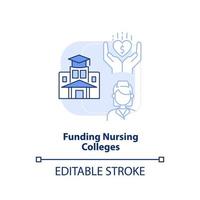 Funding nursing colleges light blue concept icon. Improve healthcare efficiency abstract idea thin line illustration. Isolated outline drawing. Editable stroke. vector