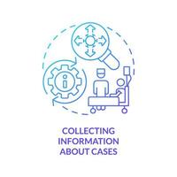 Collecting information about cases blue gradient concept icon. Data gathering. Disease monitoring abstract idea thin line illustration. Isolated outline drawing vector