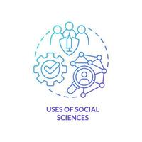 Uses of social sciences blue gradient concept icon. Prevention measures. Pandemic preparedness abstract idea thin line illustration. Isolated outline drawing vector