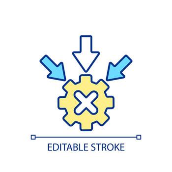 No integration RGB color icon. Process breakage. Stopped operation. Mechanism components. Isolated vector illustration. Simple filled line drawing. Editable stroke.