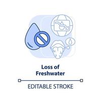 Loss of freshwater light blue concept icon. Negative effect of overpopulation abstract idea thin line illustration. Isolated outline drawing. Editable stroke. vector