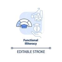 Functional illiteracy light blue concept icon. Social effect of overcrowding abstract idea thin line illustration. Isolated outline drawing. Editable stroke. vector