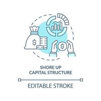 Shore up capital structure turquoise concept icon. Dealing with inflation in business abstract idea thin line illustration. Isolated outline drawing. Editable stroke. vector