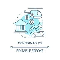 Monetary policy turquoise concept icon. Central bank regulations. Inflation cause abstract idea thin line illustration. Isolated outline drawing. Editable stroke. vector