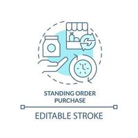 Standing order purchase turquoise concept icon. Food procurement method abstract idea thin line illustration. Isolated outline drawing. Editable stroke. vector