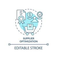 Supplier optimization turquoise concept icon. Purchasing strategy abstract idea thin line illustration. Supply chain. Isolated outline drawing. Editable stroke. vector