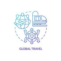 Global travel blue gradient concept icon. Virus spreading. Reason for increased risk of pandemic abstract idea thin line illustration. Isolated outline drawing. vector