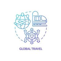 Global travel blue gradient concept icon. Virus spreading. Reason for increased risk of pandemic abstract idea thin line illustration. Isolated outline drawing. vector