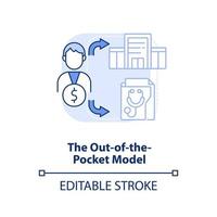 Out-of-the-pocket model light blue concept icon. Health system model abstract idea thin line illustration. No insurance. Isolated outline drawing. Editable stroke. vector