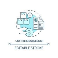 Cost reimbursement turquoise concept icon. Type of contract abstract idea thin line illustration. Profit percentage. Isolated outline drawing. Editable stroke. vector