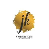 JK Initial handwriting and signature logo design with circle. Beautiful design handwritten logo for fashion, team, wedding, luxury logo. vector