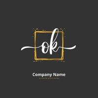 O K OK Initial handwriting and signature logo design with circle. Beautiful design handwritten logo for fashion, team, wedding, luxury logo. vector