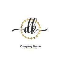 DK Initial handwriting and signature logo design with circle. Beautiful design handwritten logo for fashion, team, wedding, luxury logo. vector