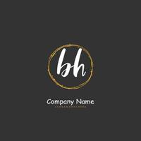 BH Initial handwriting and signature logo design with circle. Beautiful design handwritten logo for fashion, team, wedding, luxury logo. vector