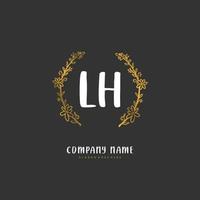 LH Initial handwriting and signature logo design with circle. Beautiful design handwritten logo for fashion, team, wedding, luxury logo. vector