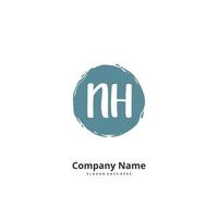 NH Initial handwriting and signature logo design with circle. Beautiful design handwritten logo for fashion, team, wedding, luxury logo. vector