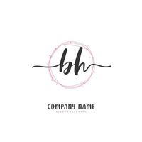 BH Initial handwriting and signature logo design with circle. Beautiful design handwritten logo for fashion, team, wedding, luxury logo. vector