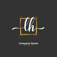 LH Initial handwriting and signature logo design with circle. Beautiful design handwritten logo for fashion, team, wedding, luxury logo. vector
