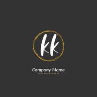 KK Initial handwriting and signature logo design with circle. Beautiful design handwritten logo for fashion, team, wedding, luxury logo. vector