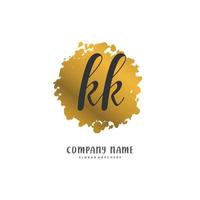 KK Initial handwriting and signature logo design with circle. Beautiful design handwritten logo for fashion, team, wedding, luxury logo. vector