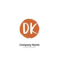 DK Initial handwriting and signature logo design with circle. Beautiful design handwritten logo for fashion, team, wedding, luxury logo. vector