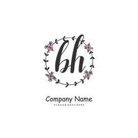 BH Initial handwriting and signature logo design with circle. Beautiful design handwritten logo for fashion, team, wedding, luxury logo. vector