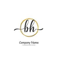 BH Initial handwriting and signature logo design with circle. Beautiful design handwritten logo for fashion, team, wedding, luxury logo. vector