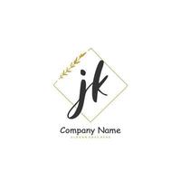 JK Initial handwriting and signature logo design with circle. Beautiful design handwritten logo for fashion, team, wedding, luxury logo. vector