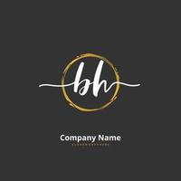 BH Initial handwriting and signature logo design with circle. Beautiful design handwritten logo for fashion, team, wedding, luxury logo. vector