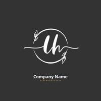 LH Initial handwriting and signature logo design with circle. Beautiful design handwritten logo for fashion, team, wedding, luxury logo. vector