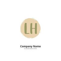 LH Initial handwriting and signature logo design with circle. Beautiful design handwritten logo for fashion, team, wedding, luxury logo. vector