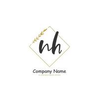NH Initial handwriting and signature logo design with circle. Beautiful design handwritten logo for fashion, team, wedding, luxury logo. vector