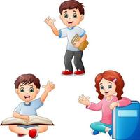 Collection of children a studying vector