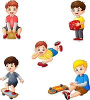 Cartoon kids with different hobbies collection set vector