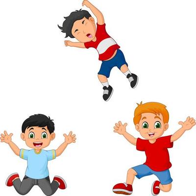 Happy little boys with different activities