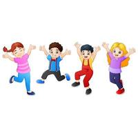 Cartoon children jumping together vector
