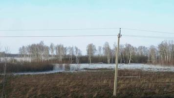 View through the window of the express train between Omsk and Novosibirsk video