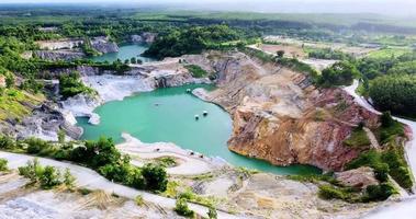 A large hole formed by mining, the view is quaint and beautiful. mining industry concept video