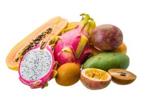 Thai fruits on white background photo