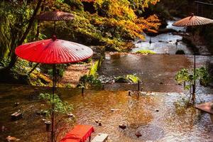 Autumn scene at Kibune on Mount Kurama, Kyoto Prefecture, Kansai, Japan photo