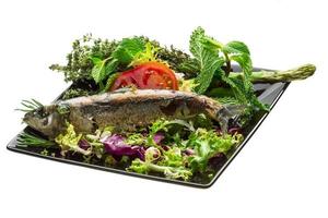 Grilled Herring on white photo