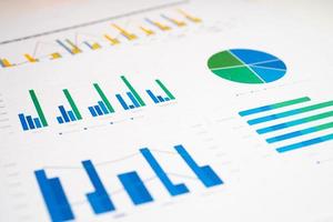 tablas de papel cuadriculado. desarrollo financiero, cuenta bancaria, estadísticas, economía de datos de investigación analítica de inversión, concepto de reunión de empresa de oficina de negocios de bolsa de valores. foto