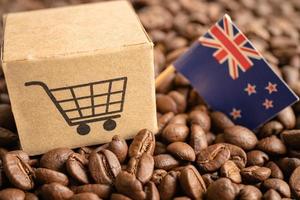 New Zealand flag on coffee bean, import export trade online commerce concept. flag on coffee bean, import export trade online commerce concept. photo