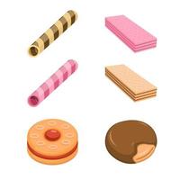 Cookies and wafer roll collection set illustration vector