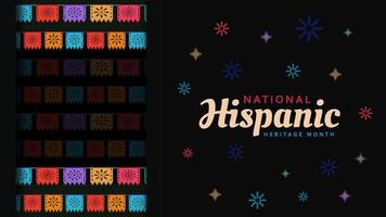 Hispanic heritage month. Abstract floral ornament background design, retro style with text, geometry, flag vector