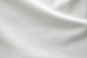 White sports clothing fabric jersey football shirt texture top view close up photo