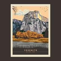 cartel retro del parque nacional de yosemite vector